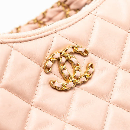 Chanel 23K Small Hobo Bag Calfskin Pink  (microchip)