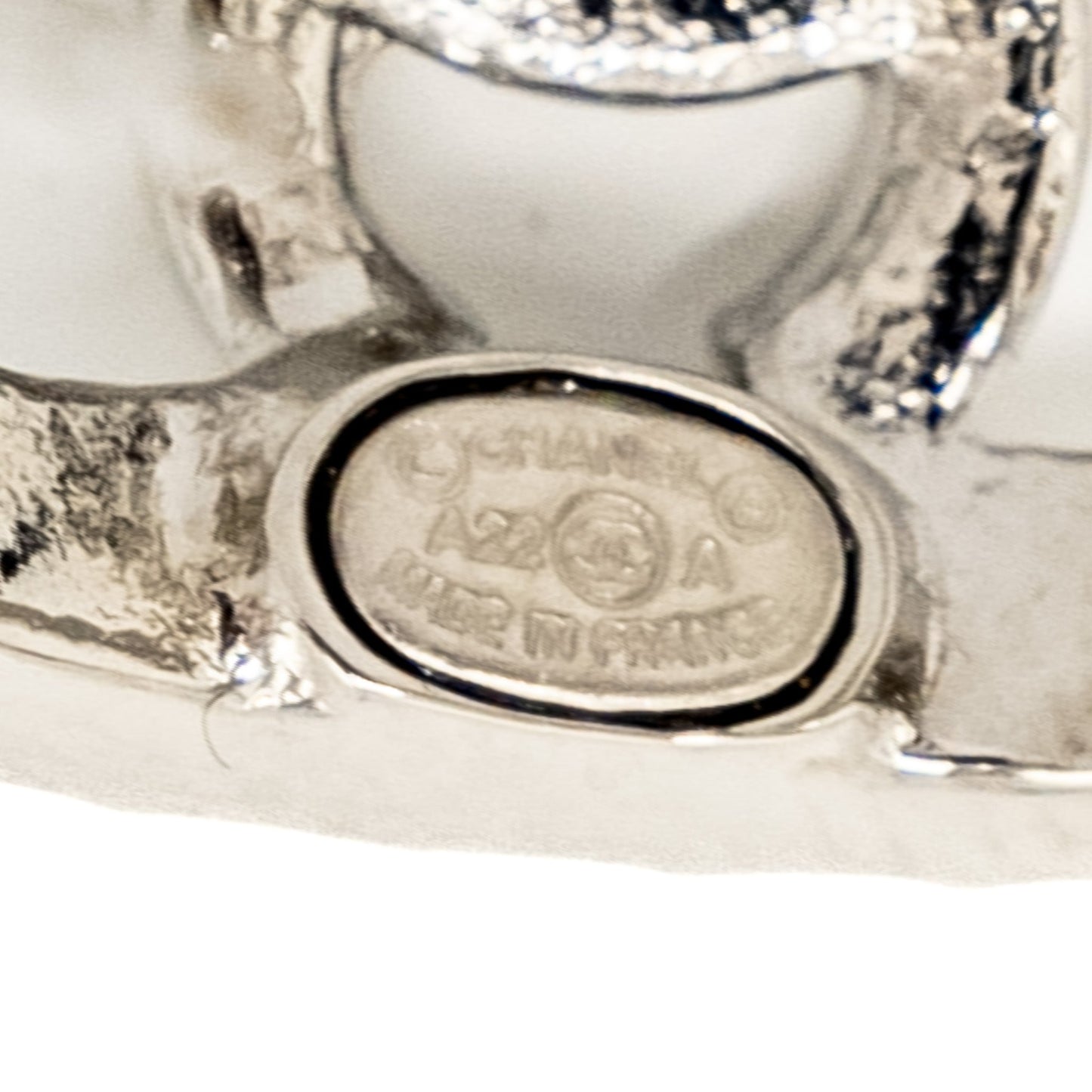 Chanel mini hoop earrings with crystal silver tone