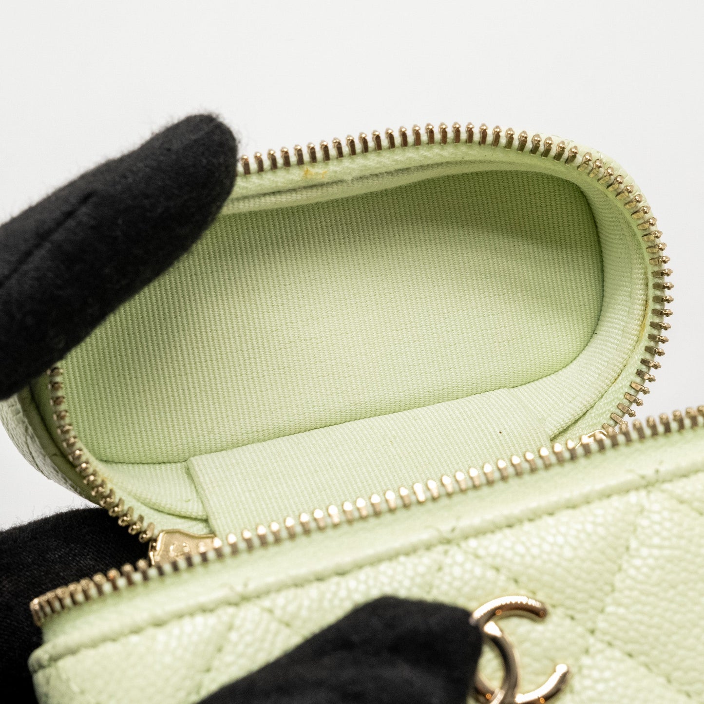 Chanel Mini Vertical Vanity with Chain Caviar Light Green L