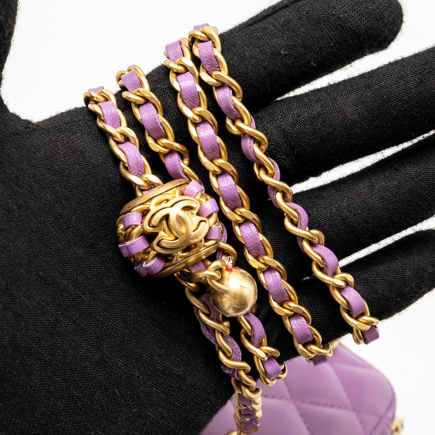 CHANEL Pearl Crush Mini Vanity With Chain Lambskin Purple