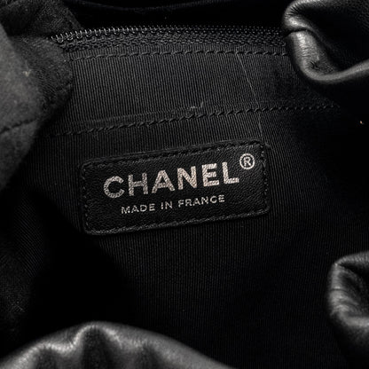 Chanel CC Chain Drawstring Bucket Bag Lambskin Black