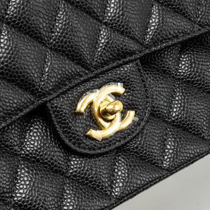 Chanel Medium Classic Double Flap Bag Caviar Black  (Microchip)