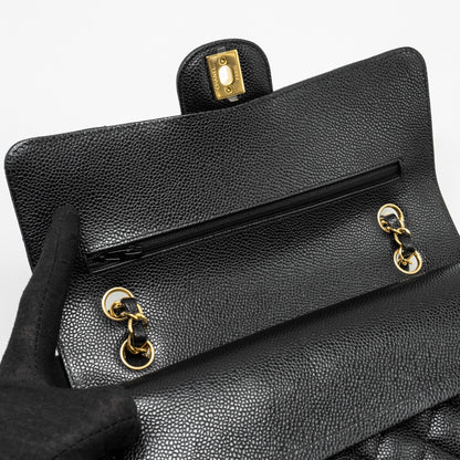 Chanel Medium Classic Double Flap Bag Caviar Black  (Microchip)