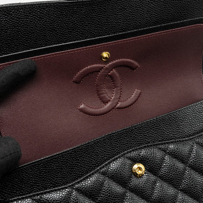 Chanel Medium Classic Double Flap Bag Caviar Black  (Microchip)