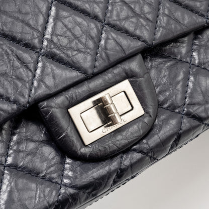 Chanel Maxi 2.55 Reissue Flap Bag Aged Calfskin Dark Blue Ruthenium Hardware
