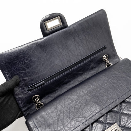 Chanel Maxi 2.55 Reissue Flap Bag Aged Calfskin Dark Blue Ruthenium Hardware