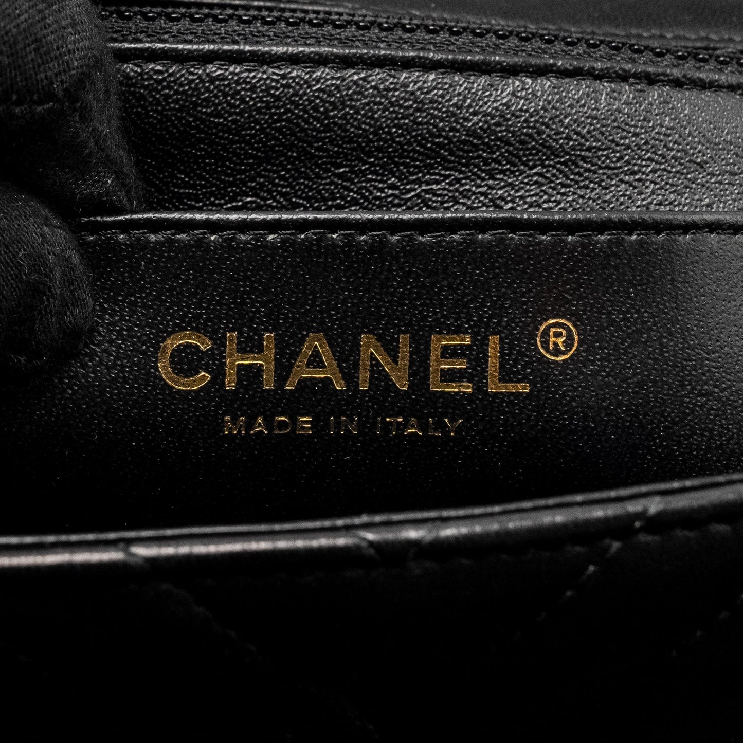 Chanel Mini Square Chevron Flap Bag Lambskin Black