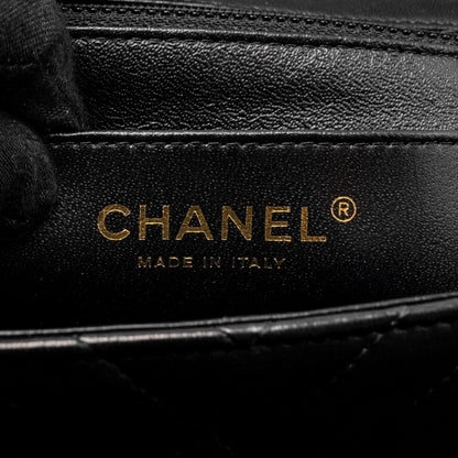 Chanel Mini Square Chevron Flap Bag Lambskin Black