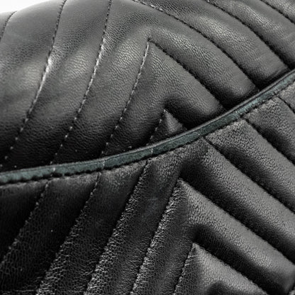 Chanel Mini Square Chevron Flap Bag Lambskin Black