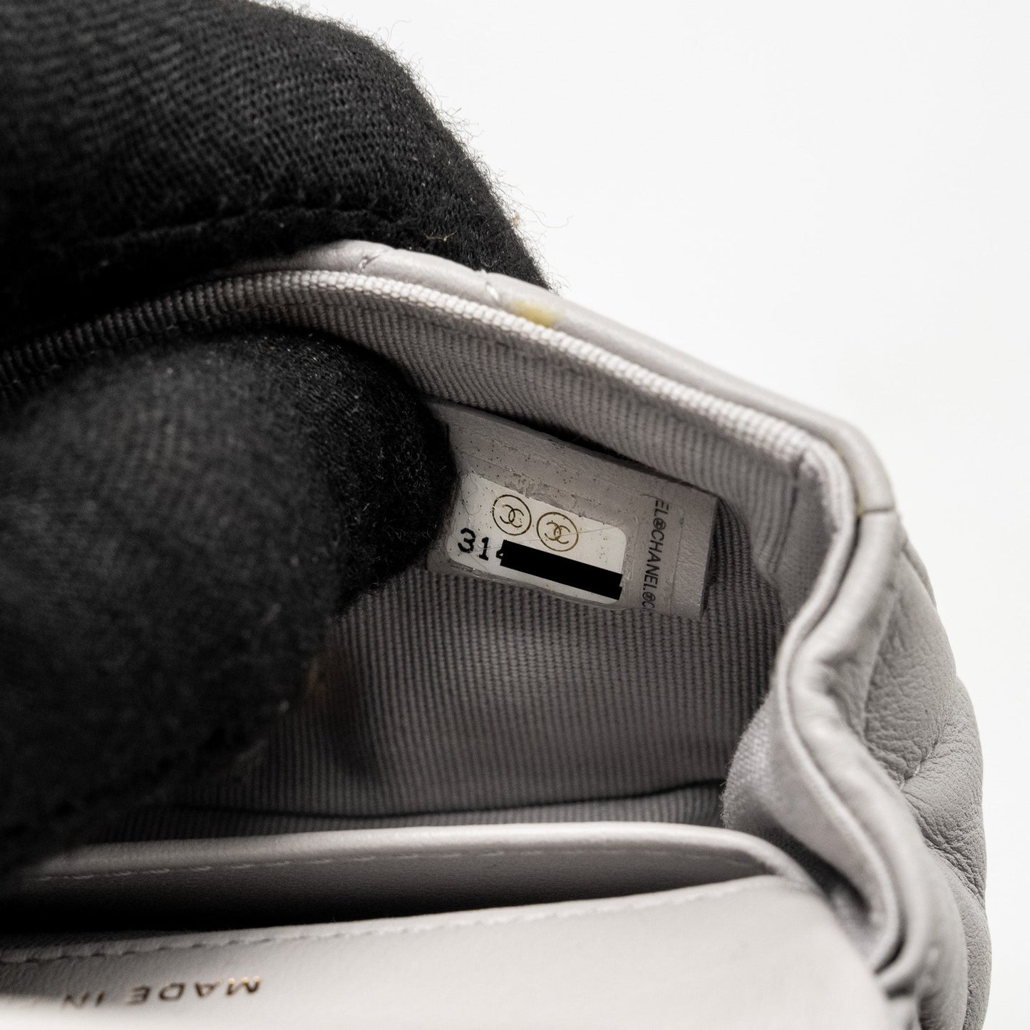 Chanel Mini Quilted Flap Card Holder with chain Lambskin Grey