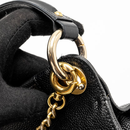 Chanel Large Top Handle Flap Bag Grained Calfskin Black