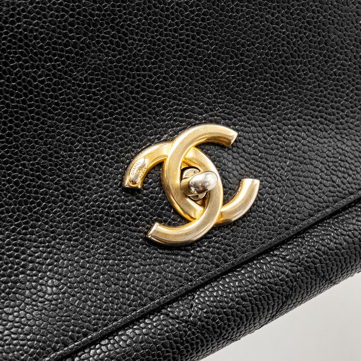 Chanel Large Top Handle Flap Bag Grained Calfskin Black