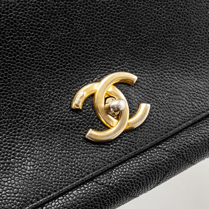 Chanel Large Top Handle Flap Bag Grained Calfskin Black