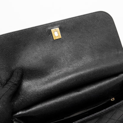 Chanel Large Top Handle Flap Bag Grained Calfskin Black