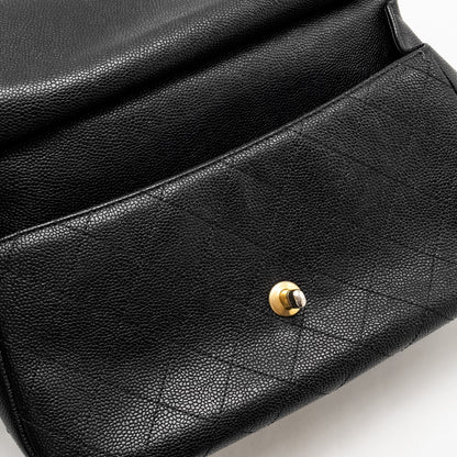 Chanel Large Top Handle Flap Bag Grained Calfskin Black