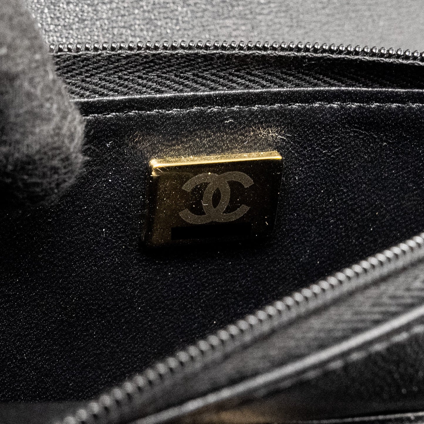 Chanel Letter Logo Top Handle Wallet On Chain Lambskin Black  (Microchip)