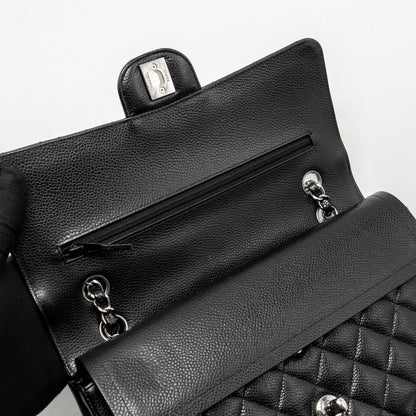 Chanel Medium Classic Double Flap Bag CAVIAR Black  (Microchip)
