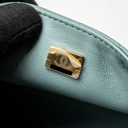 Chanel Mini Square Flap Bag Lambskin Green L (Microchip)