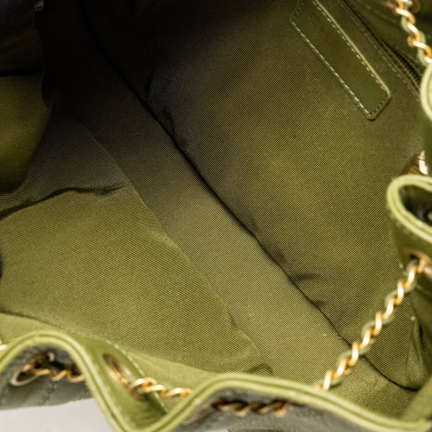Chanel Drawstring Bucket Bag Grained Calfskin Olive Green