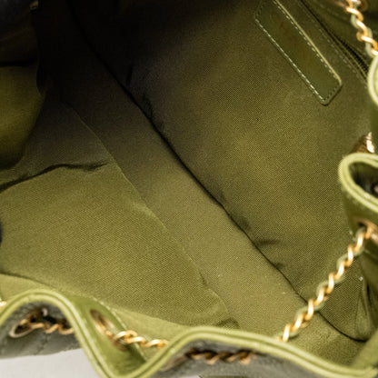 Chanel Drawstring Bucket Bag Grained Calfskin Olive Green