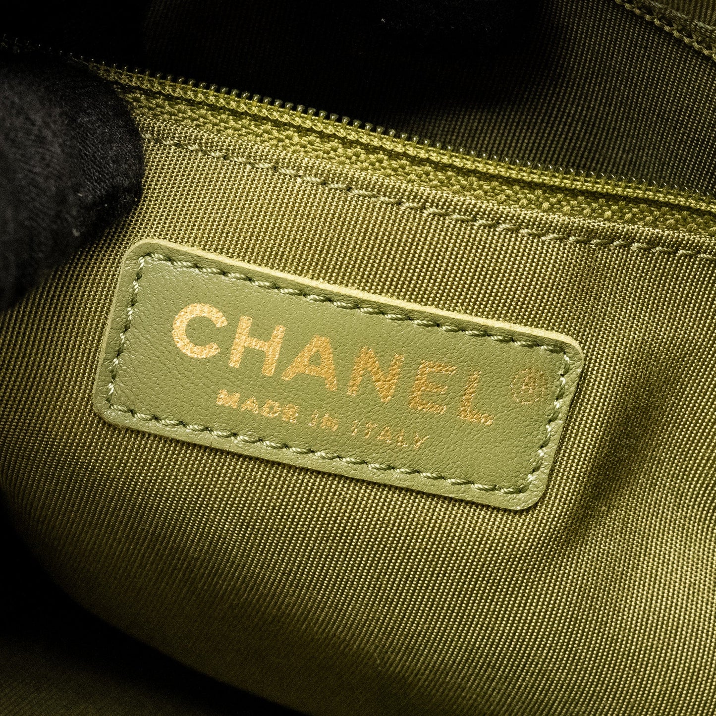 Chanel Drawstring Bucket Bag Grained Calfskin Olive Green