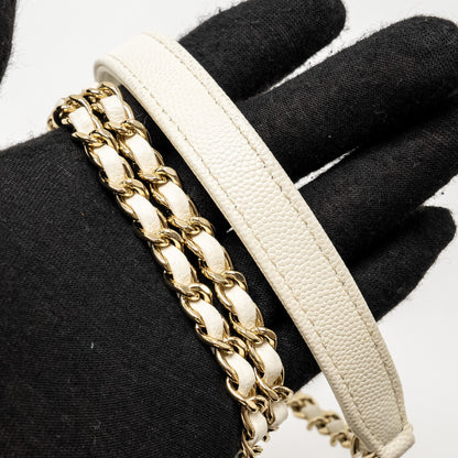 Chanel Mini Coco Handle Caviar White L (Microchip)