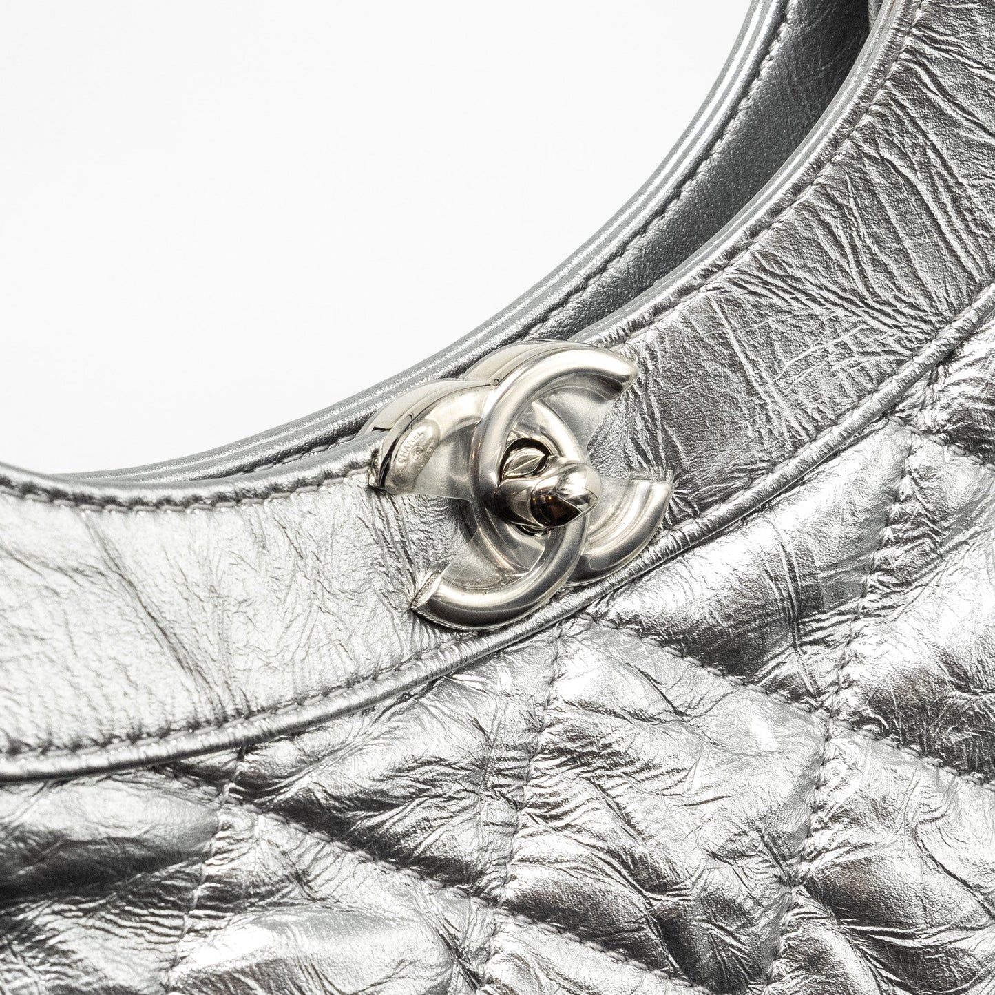 Chanel 31 BAG Quilted Crumpled Calfskin Metallic Silver