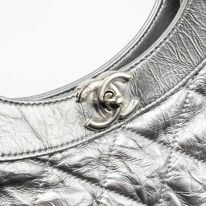 Chanel 31 BAG Quilted Crumpled Calfskin Metallic Silver