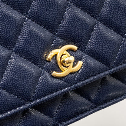 Chanel 22A Twist Your Button Wallet on Chain Caviar Navy  (Microchip)