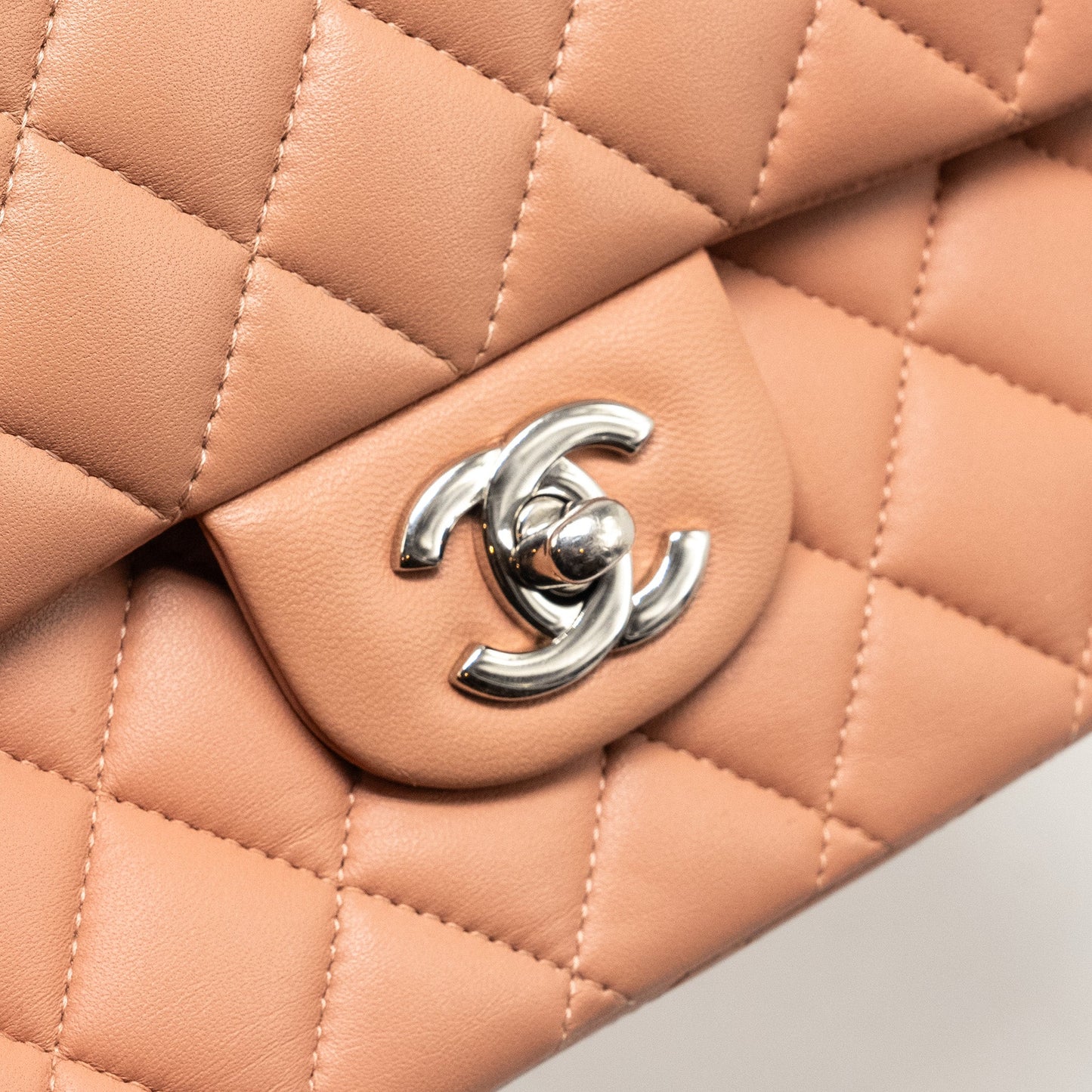 Chanel Medium Classic Double Flap Bag Lambskin Pink  (Microchip)