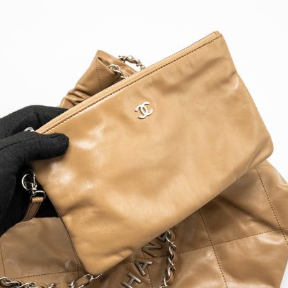 Chanel 22K Small 22 Bag Calfskin Dark Beige  (Microchip)
