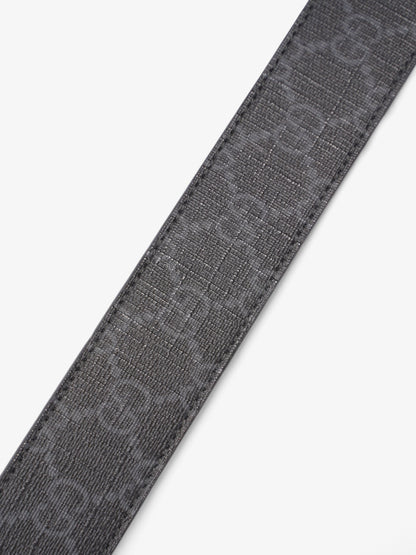 Gucci GG Rectangular Belt GG Supreme / Black / Silver Coated Canvas 95cm / 38"