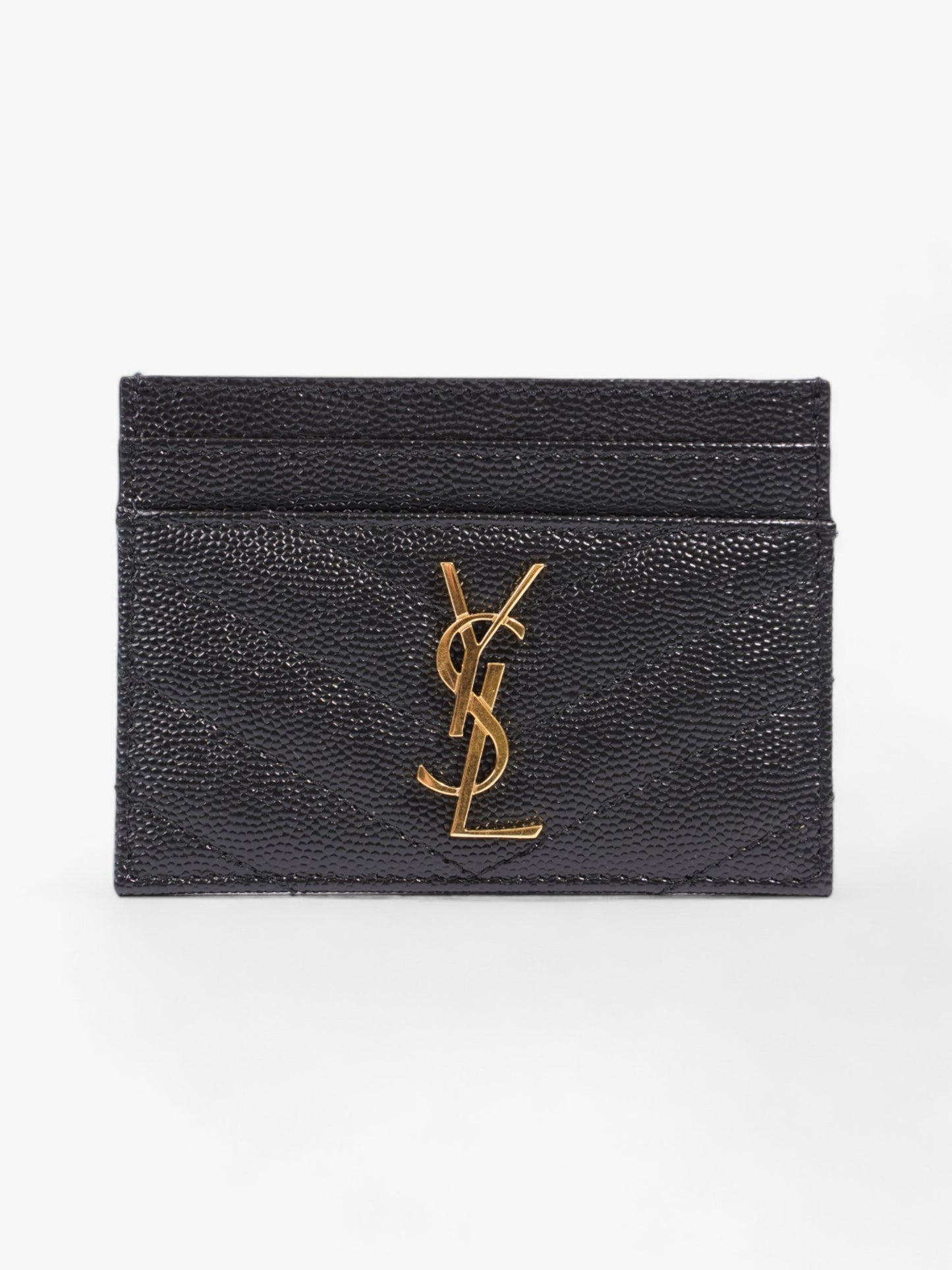 Saint Laurent Monogram Quilted Card Holder Black Matelasse Leather