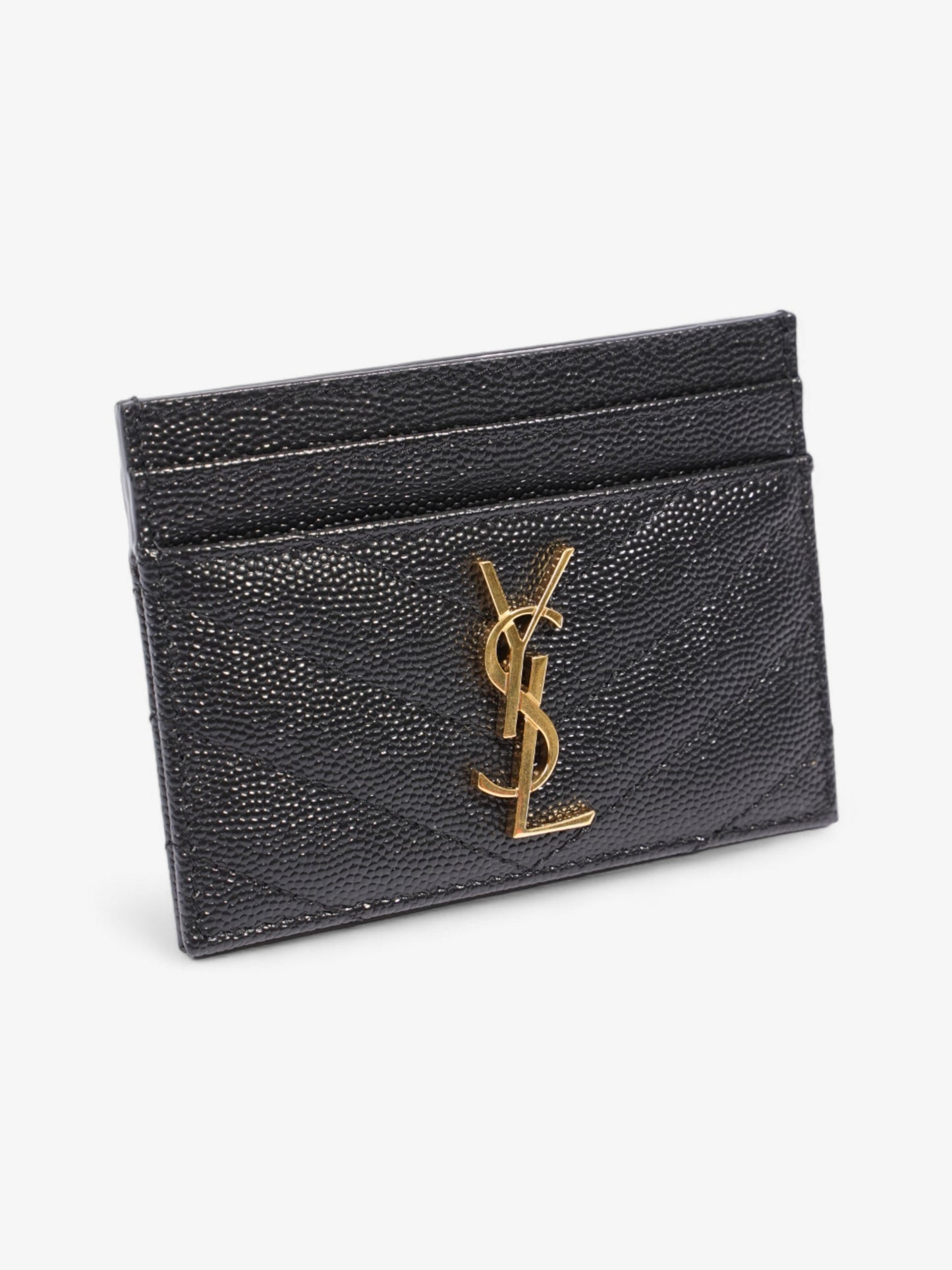 Saint Laurent Monogram Quilted Card Holder Black Matelasse Leather