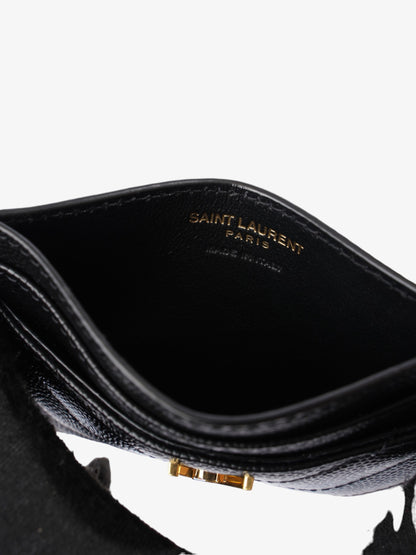 Saint Laurent Monogram Quilted Card Holder Black Matelasse Leather