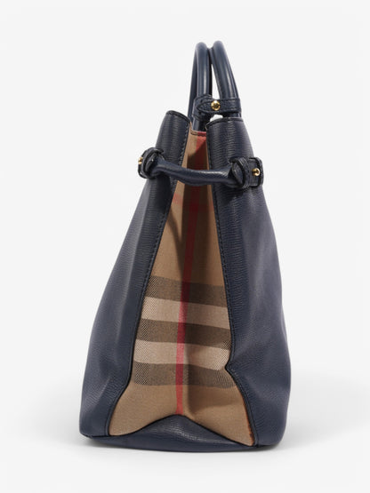 Burberry Banner Bag Navy / Beige Checkered Leather Large