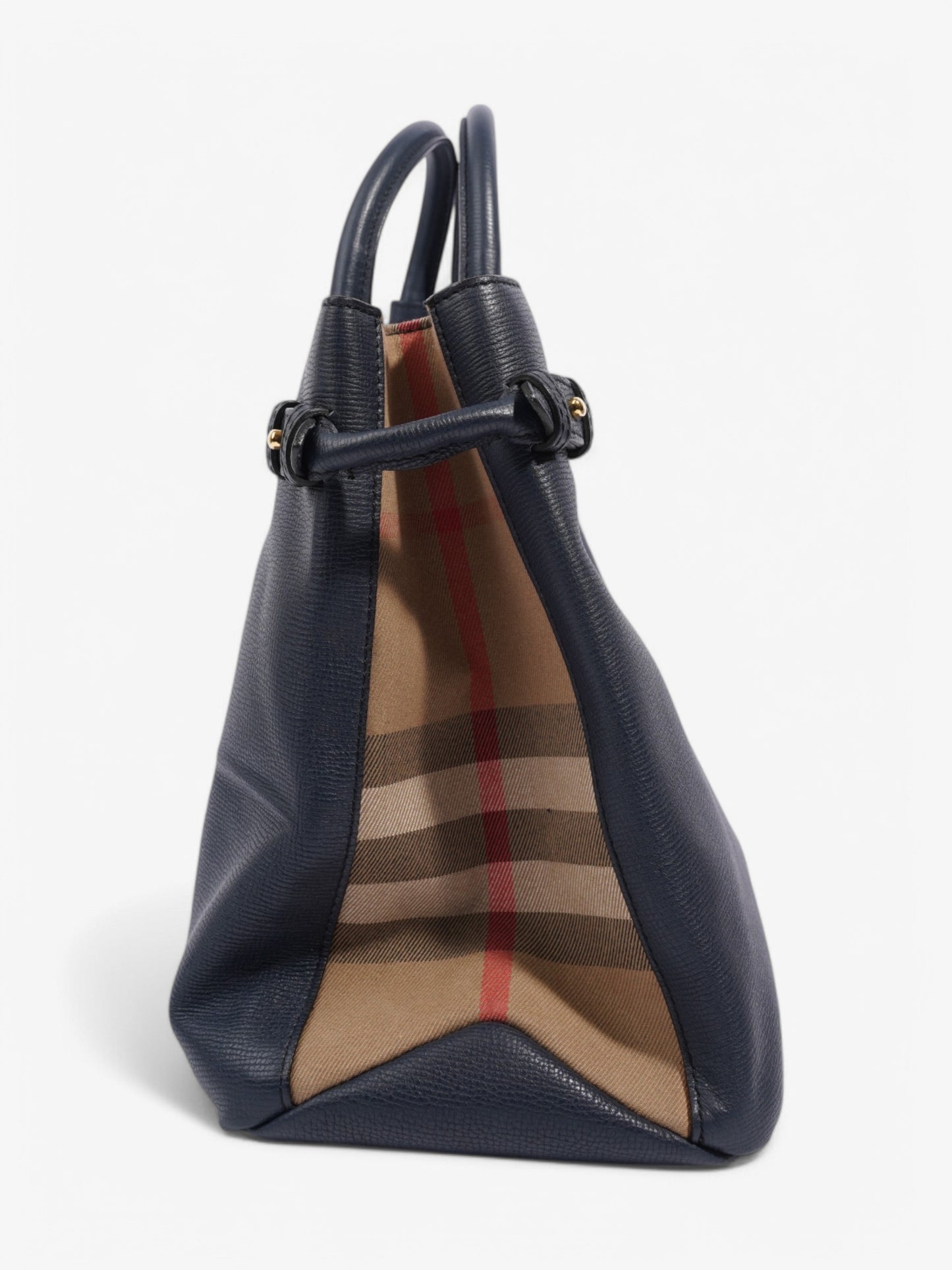 Burberry Banner Bag Navy / Beige Checkered Leather Large