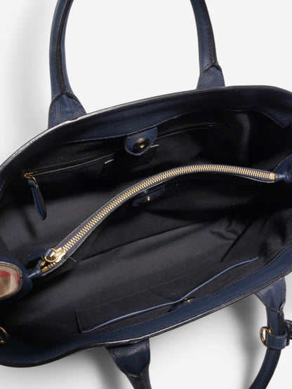 Burberry Banner Bag Navy / Beige Checkered Leather Large