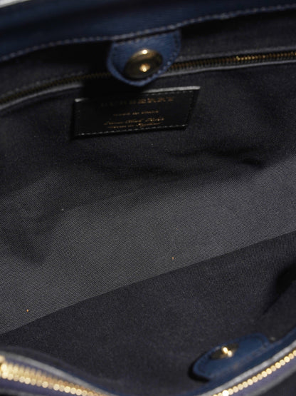 Burberry Banner Bag Navy / Beige Checkered Leather Large