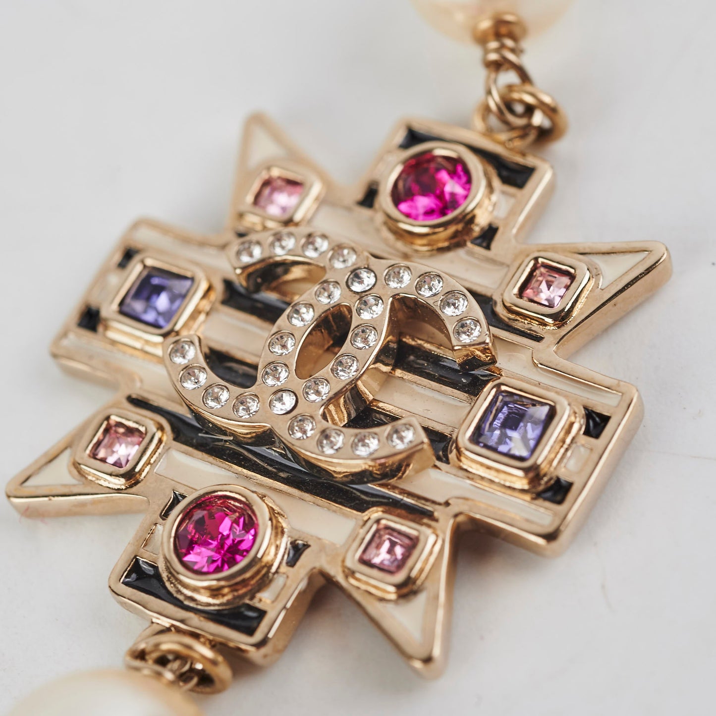 Chanel Long Pearl Crystal Necklace