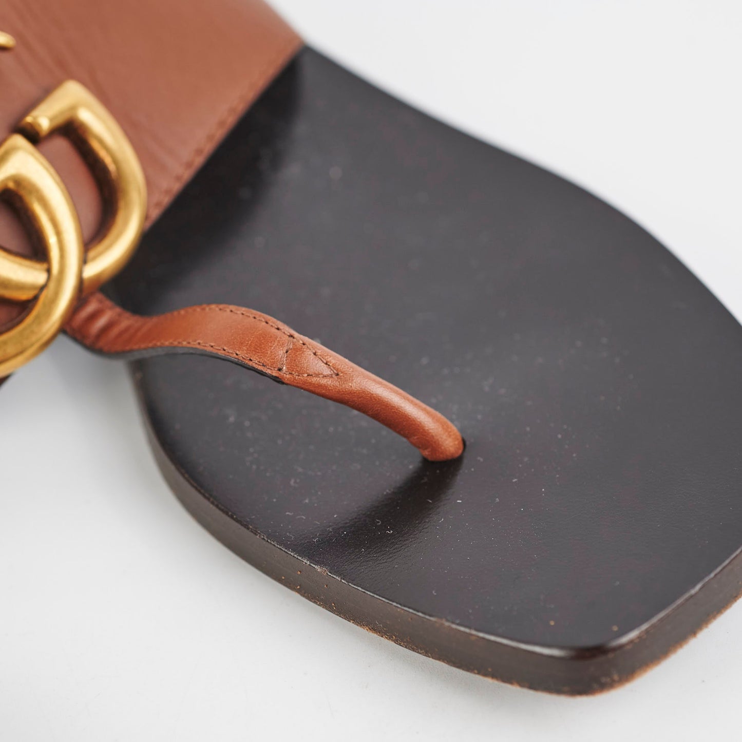 Gucci Marmont Leather Sandals Brown Size 37.5