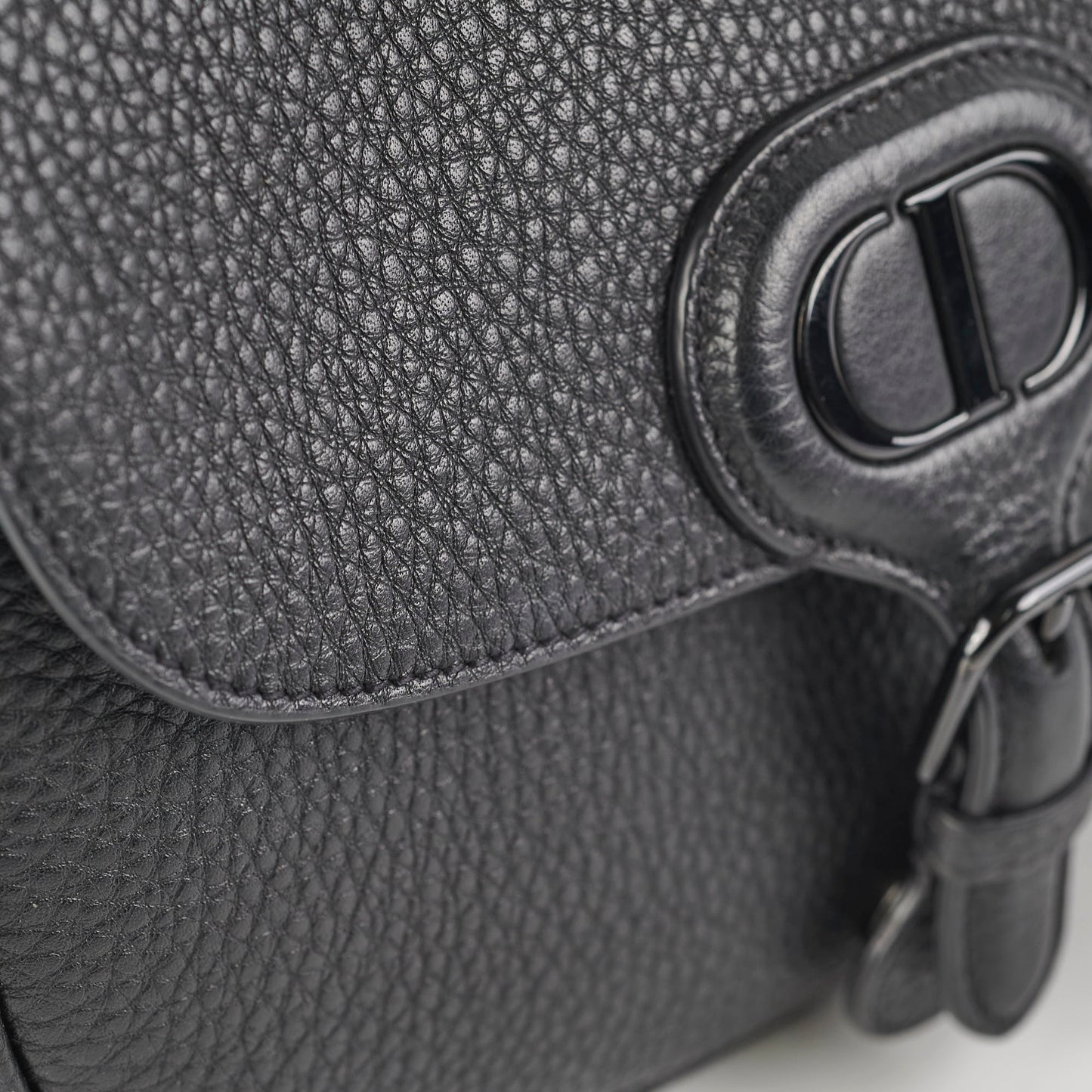 Christian Dior Grained Calfskin Medium Bobby Flap Black