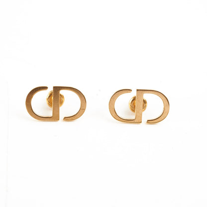 Christian Dior CD Logo Gold Earrings Costume Jewellery