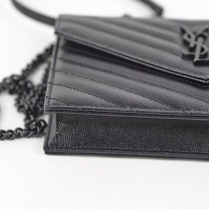 Saint Laurent Cassandre Envelope Wallet On Chain WOC Black