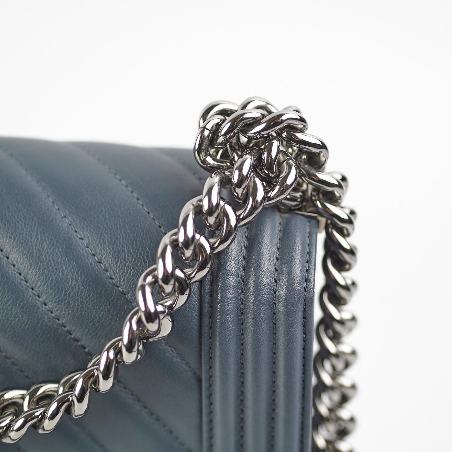 Chanel Old Medium Chevron Boy Grey