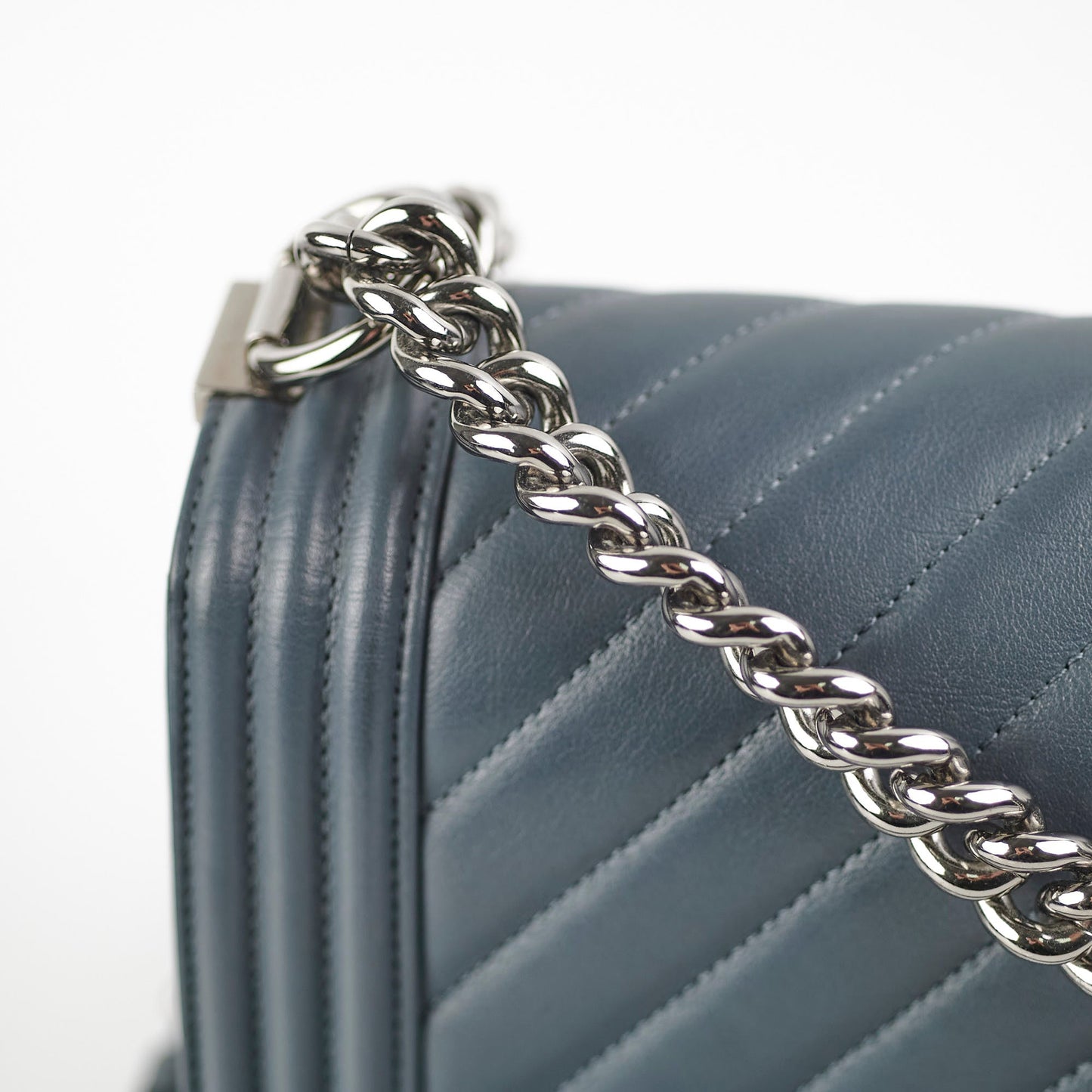 Chanel Old Medium Chevron Boy Grey