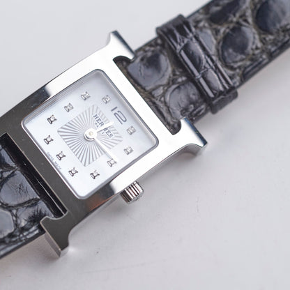 Hermes Heure H Watch Black Diamond Small 25mm