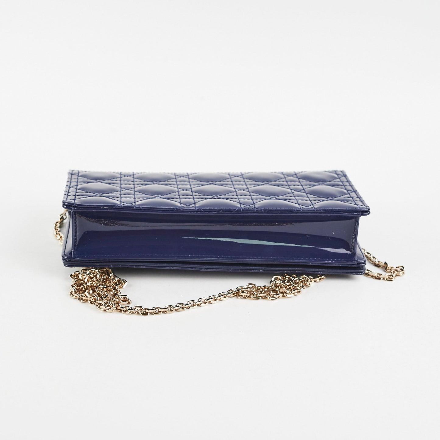 Christian Dior Navy Patent Wallet On Chain