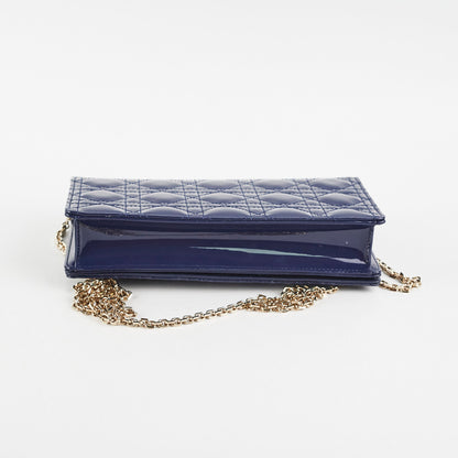 Christian Dior Navy Patent Wallet On Chain