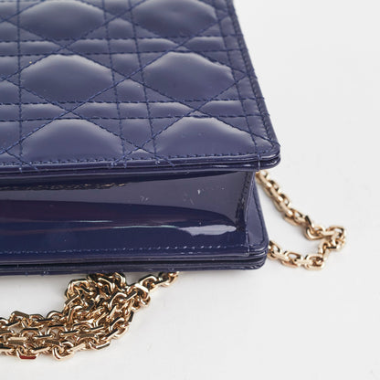 Christian Dior Navy Patent Wallet On Chain